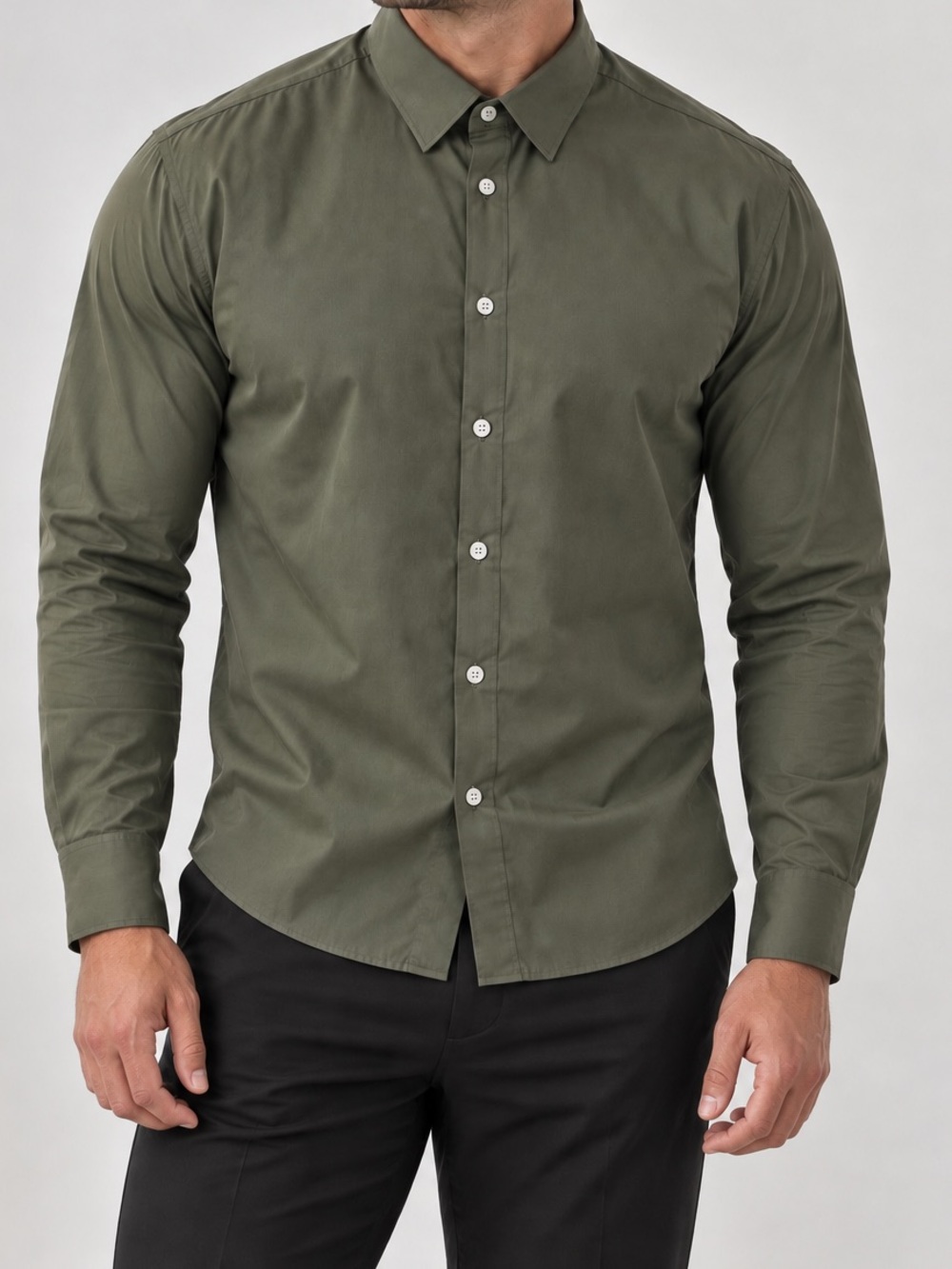 2/40$ Men’s COOFANDY kaki‎ army green buttoned long sleeves shirt Sz Large